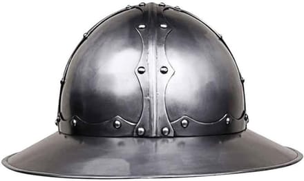 Stalen Ketelhelm - Ridderhelm Middeleeuws - Kostuum Evenement - Versterkte Constructie - 62cm Hoofdomtrek - Zilverkleurig