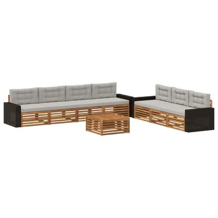vidaXL - Buiten - bank - set - 8 - st - Naturel - en - lichtgrijs - Polyester