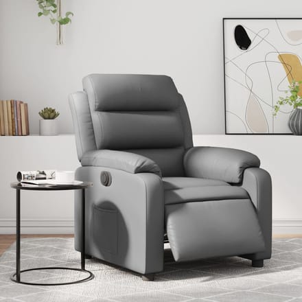vidaXL - Fauteuil - verstelbaar - elektrisch - kunstleer - grijs
