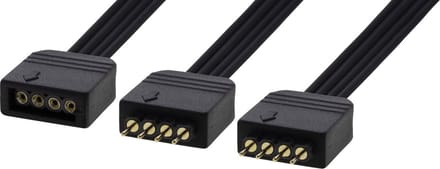 DELTACO GAMING GAM-059 LED Strip 2-wegs splitterkabel, passief, 4-pins, 0,15 m, zwart