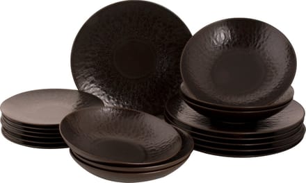 Palmer - Serviesset - Ruston - Bruin - Stoneware - Bordenset - 6 persoons - 18-delig