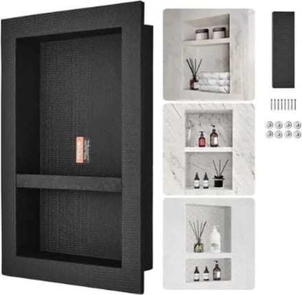 Mygroot - Douche nis - 2 lagen - Opbergruimte - Inbouw - Zwart.