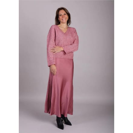 Roze lange satijnen rok Maila - mbyM