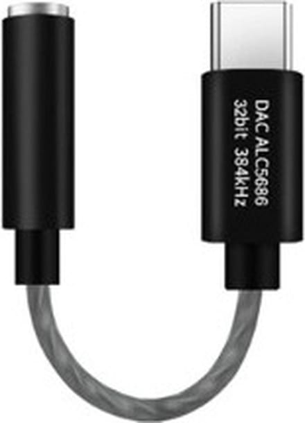 DrPhone H5 PRO USB C naar 3,5 mm DAC hoofdtelefoonversterker - Realtek Alc5686 - Oortelefoon Versterker Met Digitale Decoder & Hifi Adapter - 384 Khz 32-Bit – Zwart/Grijs