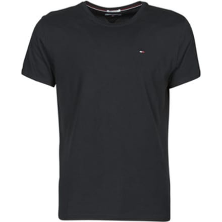 Tommy Hilfiger Classique Simple Couleur Unie Coton Respirant Polyvalent Col Rond Manches Courtes T-shirt Hommes hauts Noir DM0DM04411078 S black