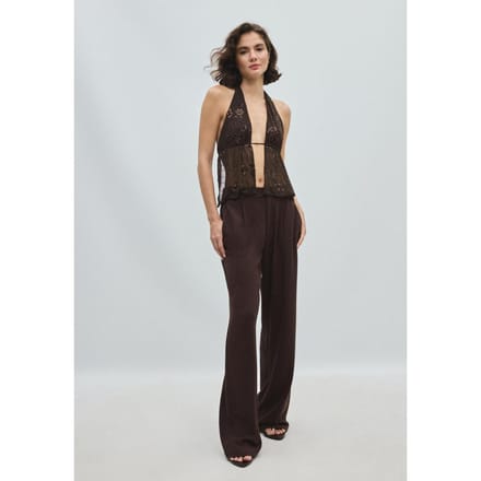 Stradivarius Haltertop met glinsterend borduursel  Bruin S