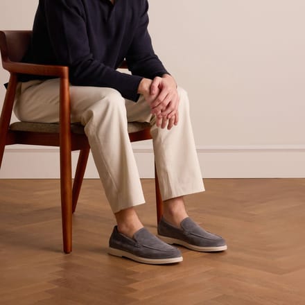 Manfield - Heren - Grijze suède loafers - Maat 46