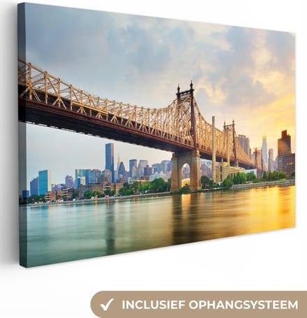 Canvas Schilderij New York - Queens - Manhattan - 30x20 cm - Wanddecoratie