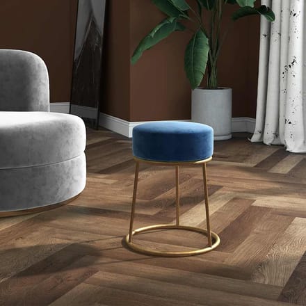 vidaXL - Hocker - rond - fluweel - blauw