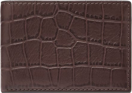 FOSSIL Portemonnee Derrick Bifold Brown Croco Bruine
