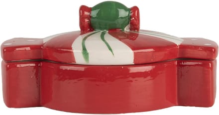 Clayre & Eef Voorraadpot 14x10x8 cm Rood Wit Keramiek