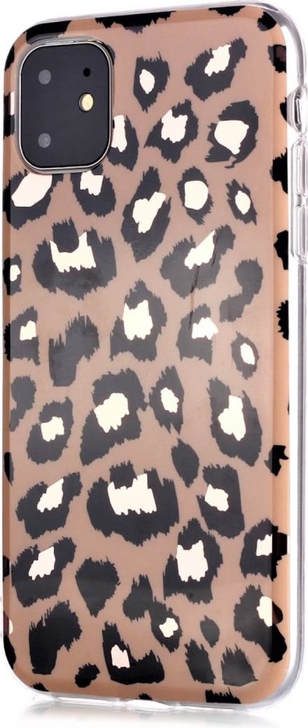 Peachy Luipaardprint TPU hoesje geschikt voor iPhone 12 en iPhone 12 Pro - beige