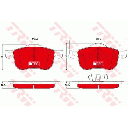 Remblokset, schijfrem DTEC COTEC TRW GDB1388DTE
