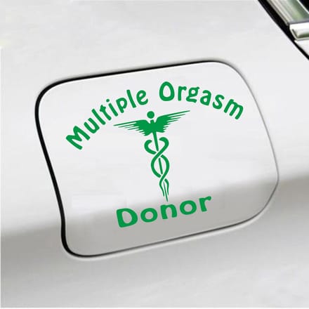 Bumpersticker - Multiple Orgasm Donor - 11,1 X 14,8 - Groen