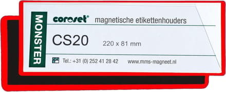 Coroset magnetische etikethouder, 50/VE, 307x112mm, rood