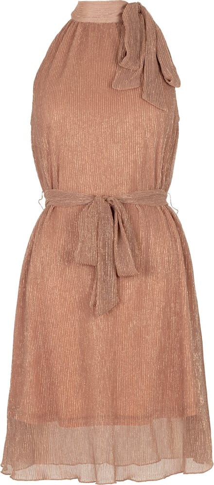 Freebird F-jer-plisse-lurex-26-2 Dames - Jurk - Beige - Maat S
