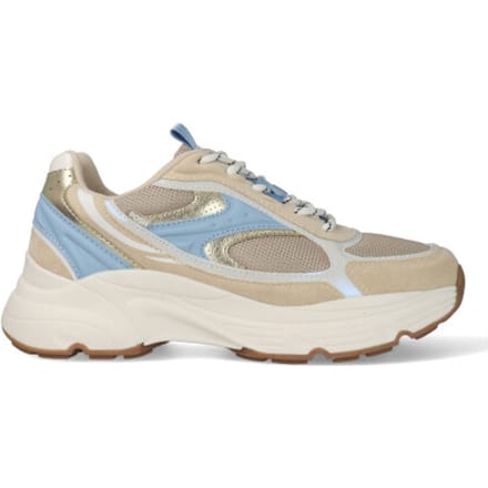 POSH by Poelman - maat 40 - ABBY Dames Sneakers - Wit met beige en blauw combi