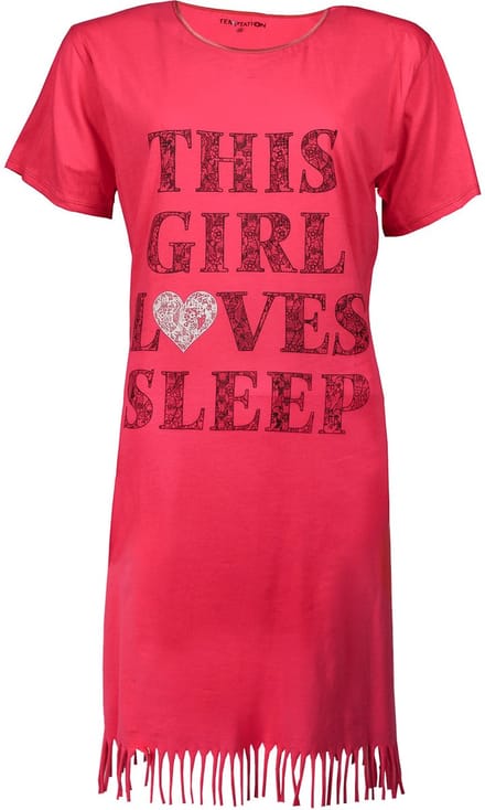 Temptation Dames Nachthemd - Met Franjes - Rood - Maat M