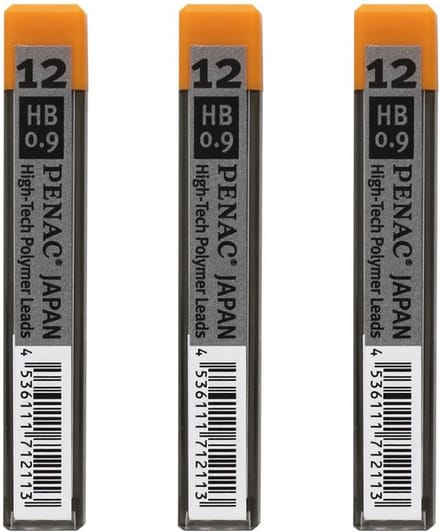 Penac Hi-Tec Polymer - Leads vulpotlood vulling - 0.9mm - Navulling - HB - 36 stuks