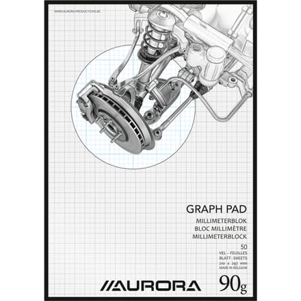 Aurora Millimeterpapier - A4 - 210x297mm - Blauw geruit - 90g - 50 vellen