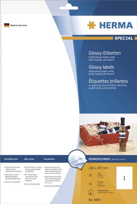 HERMA fles-etiketten, 90 x 120 mm, wit, glanzend