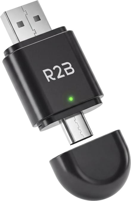R2B Dongle Geschikt voor CarPlay en Android Auto - Draadloze Adapter - USB-A en USB-C - Plug and Play - Auto Accessoires