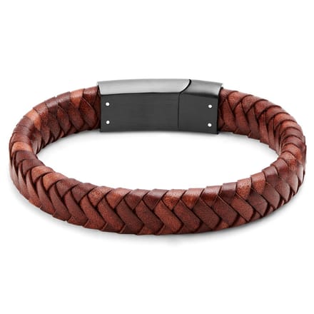 Bruine Gevlochten Leren Armband