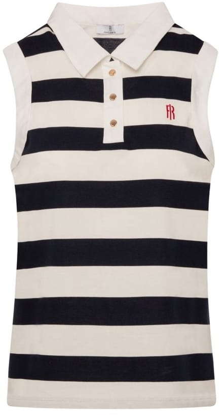 vrouwen gestreept polo creme-donkerblauw