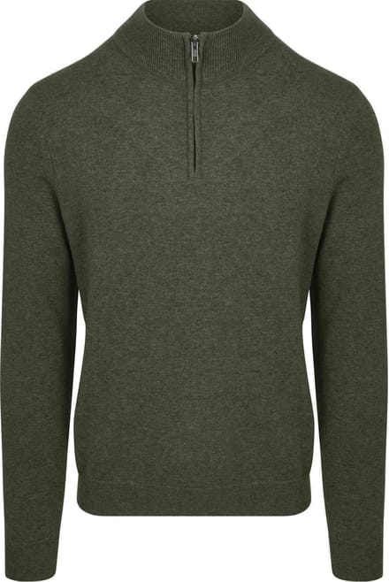 Steppin' Out Half Zip Trui Merinowol Olijfgroen - Maat 3XL - Heren - Pullovers