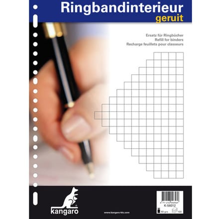 Kangaro ringbandinterieur - A4 - ruit 10mm - 60 grams - 23-gaats