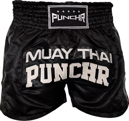 PunchR™ Muay Thai Short Crocodile Zwart Wit - M