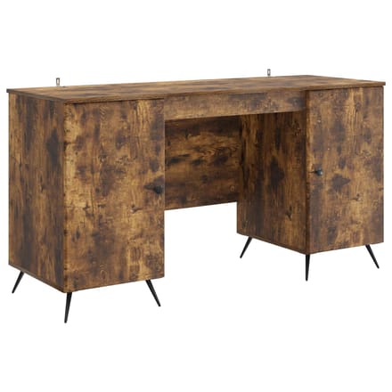 vidaXL - Bureau - Gerookt - eiken - 142,5 - x - 50 - x - 75 - cm - Bewerkt - hout