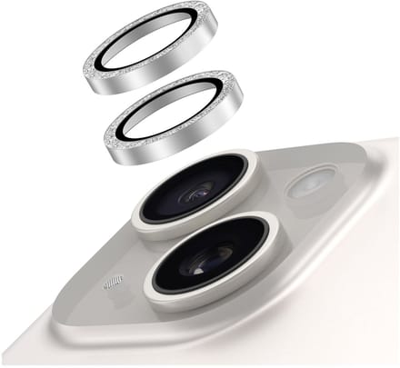 AVY Camera Lens Protector Rings | Geschikt voor Apple iPhone 14 / 14 Plus | Camera Lens Protector Glas | Schokbestendig | Krasbestendig | met Applicator | Glitter Zilver