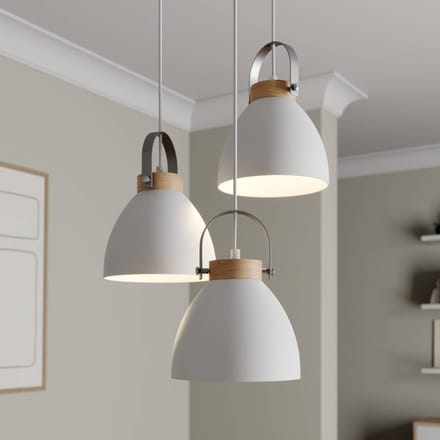 Lamkur Hanglamp Bergen, 3-lamps, rond, wit
