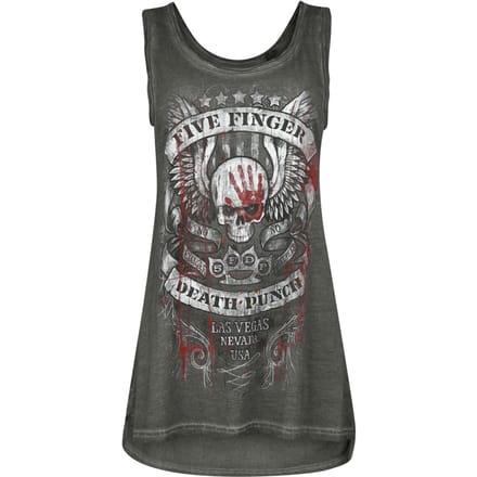 Five Finger Death Punch Top - No Regrets - S tot M - voor Vrouwen - grijs