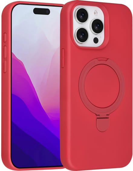 TUNIQ telefoonhoesje voor Apple iPhone 15 Pro Max - MagSafe met ringstand - Rood