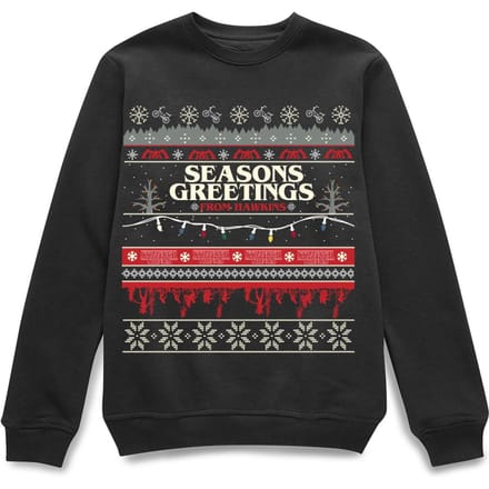 Stranger Things Hawkins Christmas Unisex Christmas Jumper - Black - M