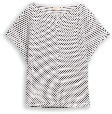 Tom Tailor - Jacquard T-shirt van katoen - Maat M - navy offwhite structure stripe