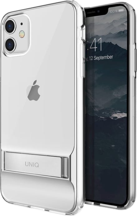 Uniq - iPhone 11, hoesje cabrio, stand up crystal, transparant