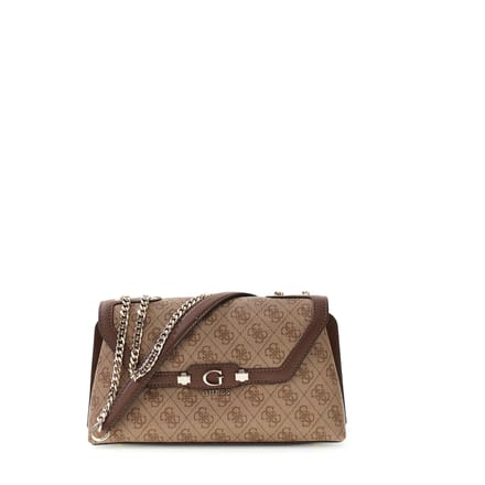 GUESS schoudertas handtas Lindsey Convertible Xbody Flap Latte Logo Lichtbruin