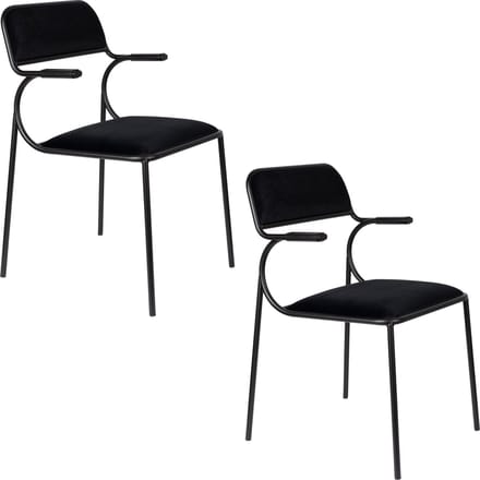 Zuiver Alba Eetkamerstoelen armleuning Zwart/Zwart - Set van 2
