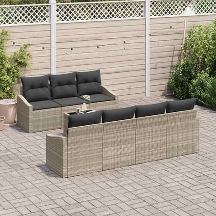vidaXL - Bankstel - 8 - st - Lichtgrijs - en - Donkergrijs - poly - rattan