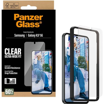 PanzerGlass Ultra-Wide Fit Anti-Bacterial Screenprotector incl. applicator voor de Samsung Galaxy A37 (5G)