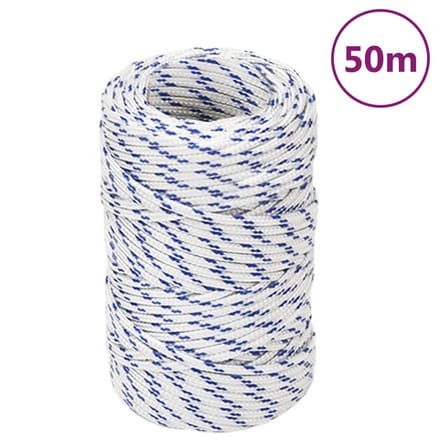 vidaXL - Boot - touw - 2 - mm - 50 - m - polypropyleen - wit