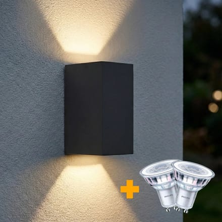PHILIPS LED Wandlamp | Buitenlamp | San Francisco | Incl. 2x Philips lichtbron | Zwart | 3000K - Warm wit (830)