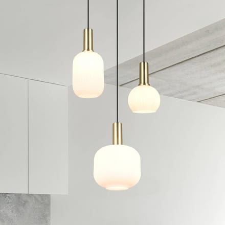TRIO DIVA - Hanglamp - Messing mat - Wit glas - excl. 3x E27 8,5 W - Plafondbevestiging - In hoogte verstelbaar