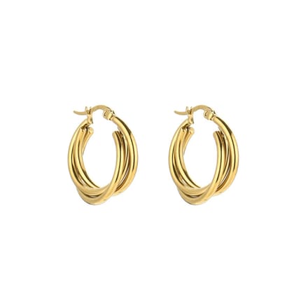 Bijoutheek Oorringen 3 Gladde Tubes Gold