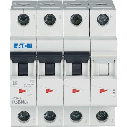 Eaton Faz 40A 3P+N B-Curve Mcb Aardlek