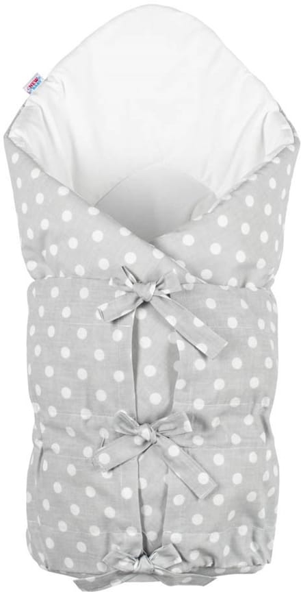 New Baby inbakerdoek grijs met stippen 70x70 cm - Inbakerzak