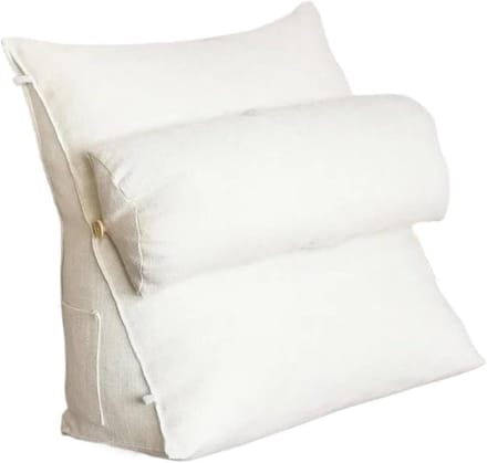 Driehoekig Kussen - Leeskussen Rugsteun - Comfortabel Lezen - Ergonomische Driehoeksvorm - 45 x 45 x 22 cm - Wit